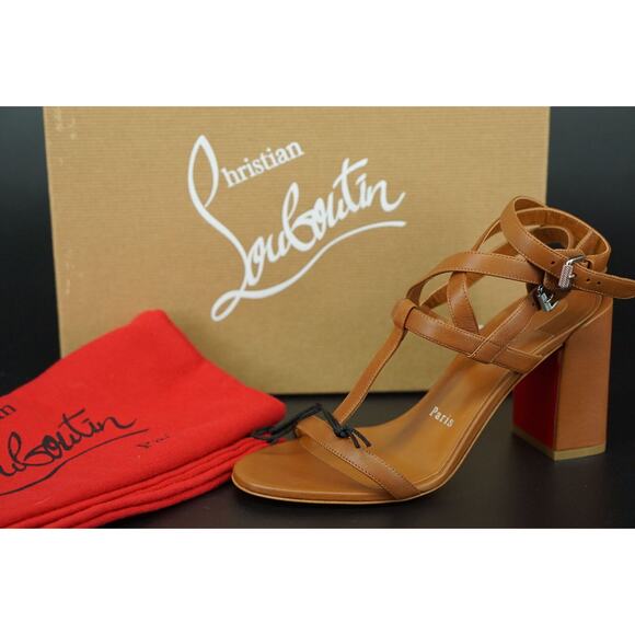 Christian Louboutin Bombinissima 85 Brown Leather Sandals SZ 36 NIB $945 - Picture 1 of 11